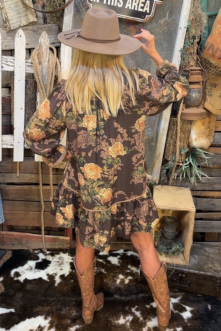 Autumn Shadow Floral Dress