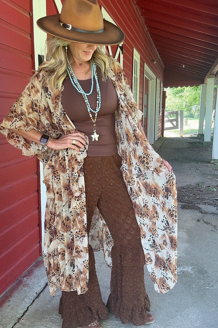 Chocolate Burnout Velvet Pants