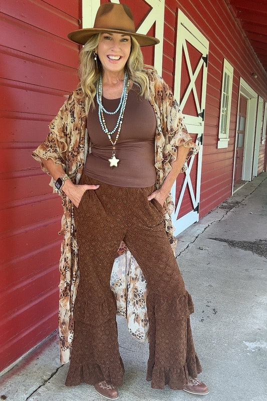 Chocolate Burnout Velvet Pants