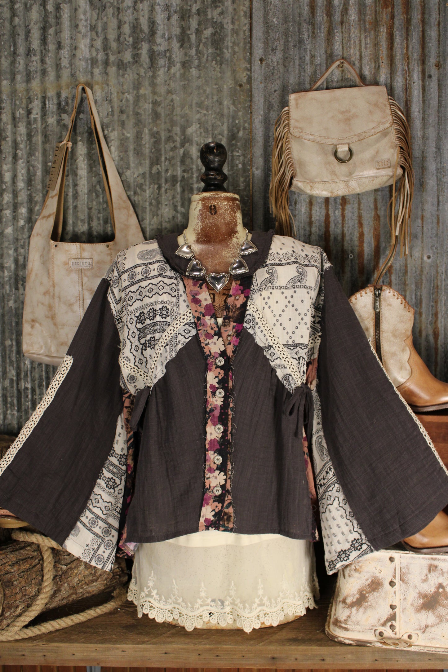 Lacevine Floral Charcoal Blouse