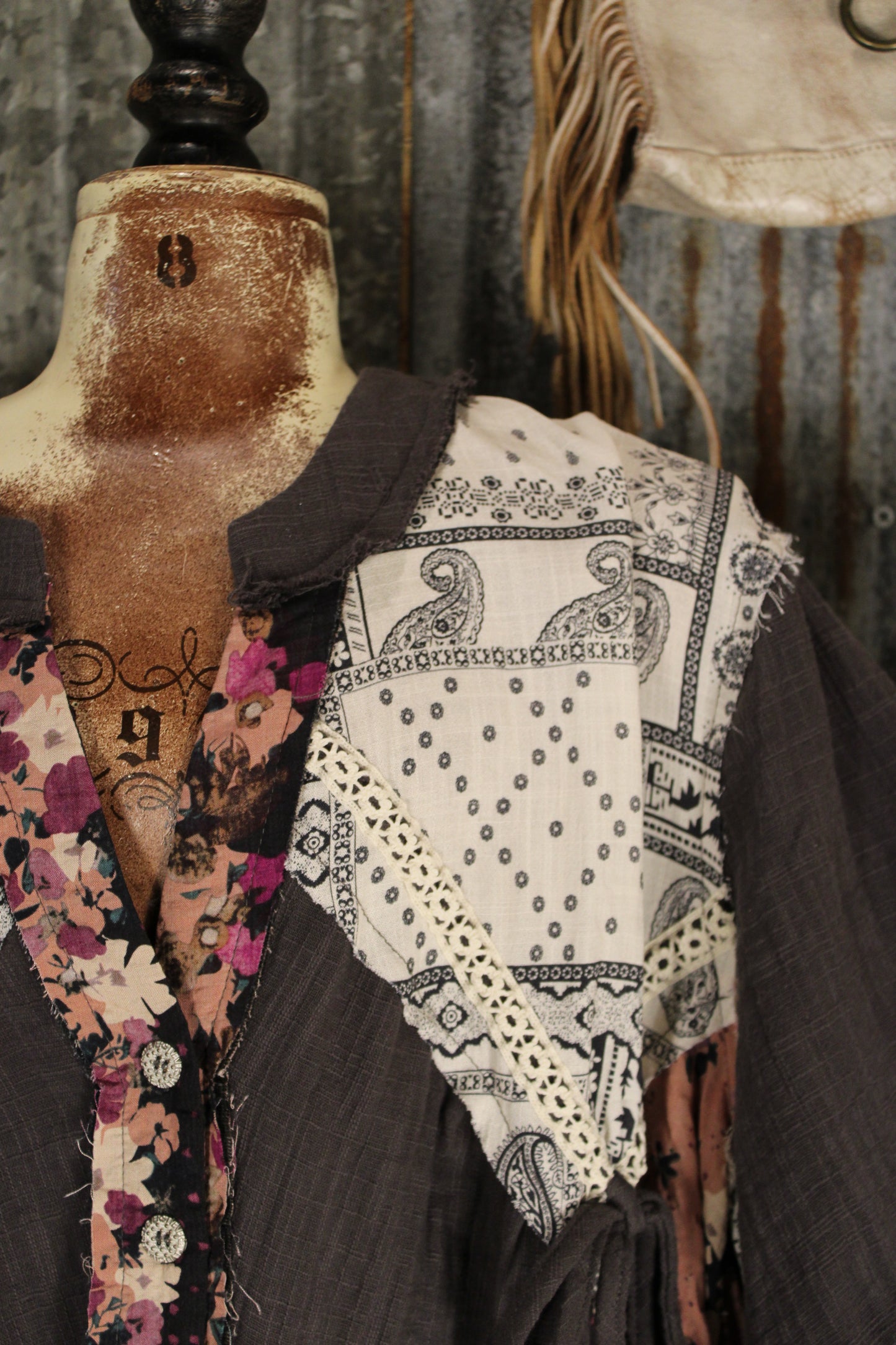 Lacevine Floral Charcoal Blouse