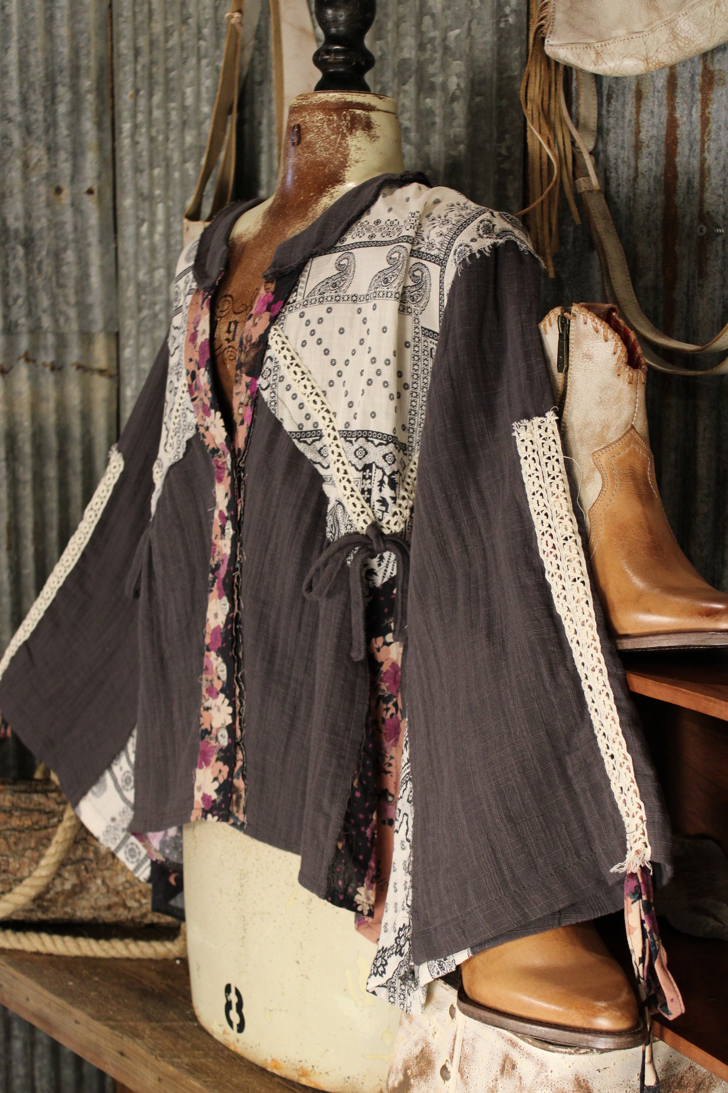 Lacevine Floral Charcoal Blouse