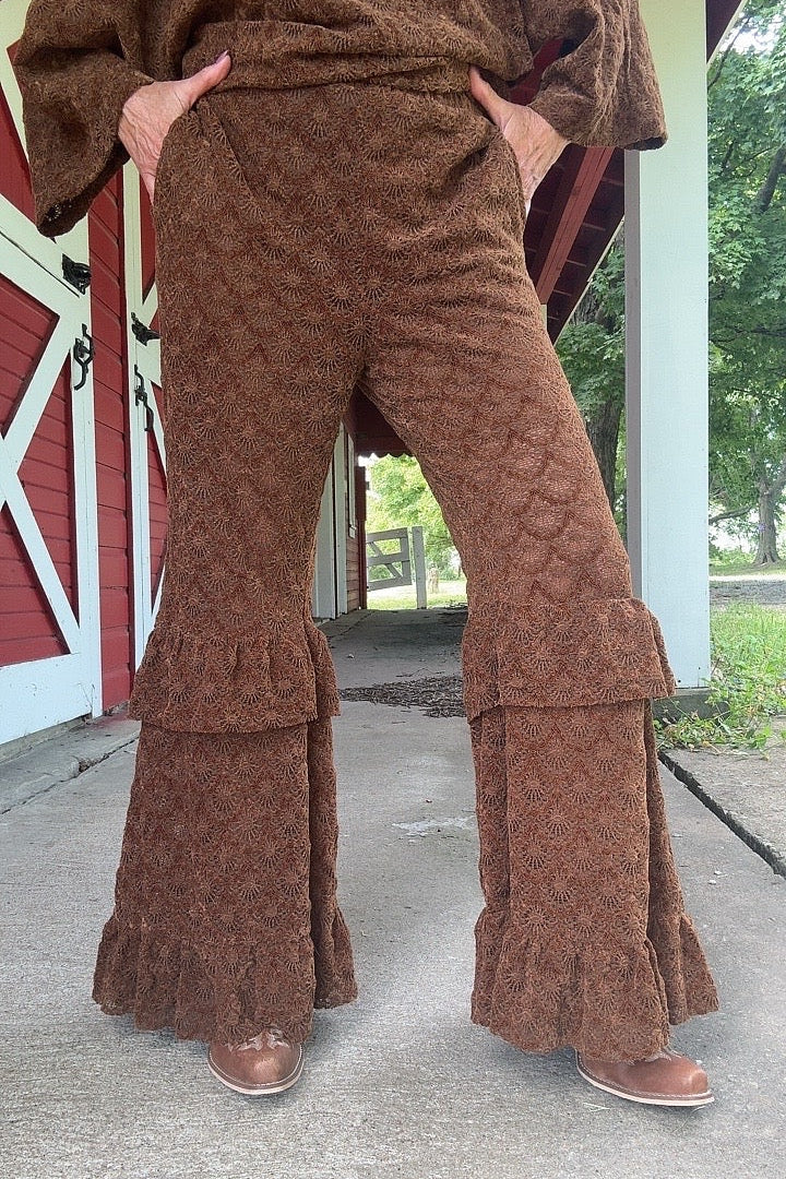 Chocolate Burnout Velvet Pants