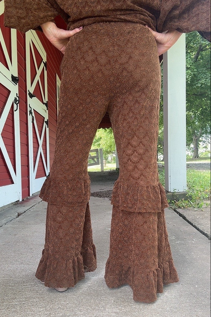 Chocolate Burnout Velvet Pants