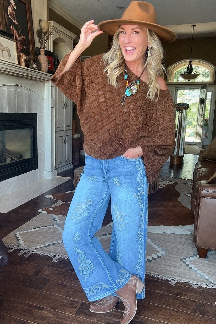 Chocolate Burnout Velvet Top