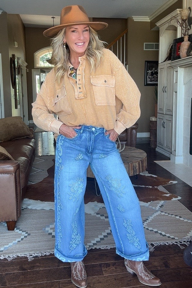 Lattice Stitch Jeans