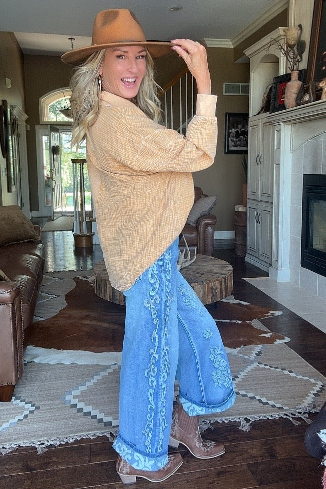 Lattice Stitch Jeans