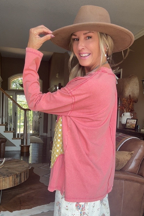 Coral Cotton Flutter Top