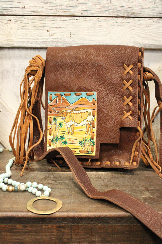 Longhorn Leather Crossbody Bag