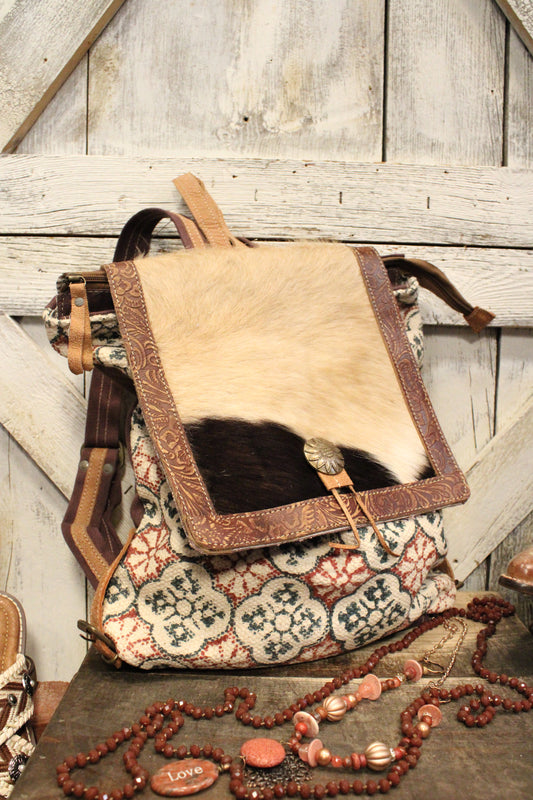 Cowgirl Cutie Backpack Upcycled Canvas Bag