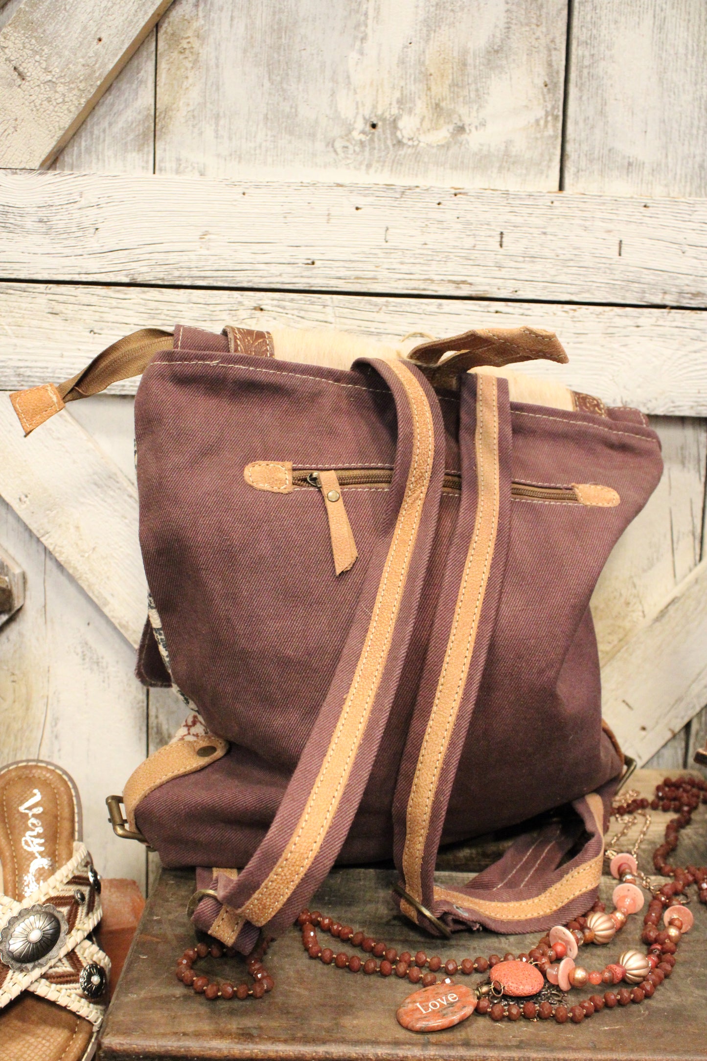 Cowgirl Cutie Backpack Upcycled Canvas Bag