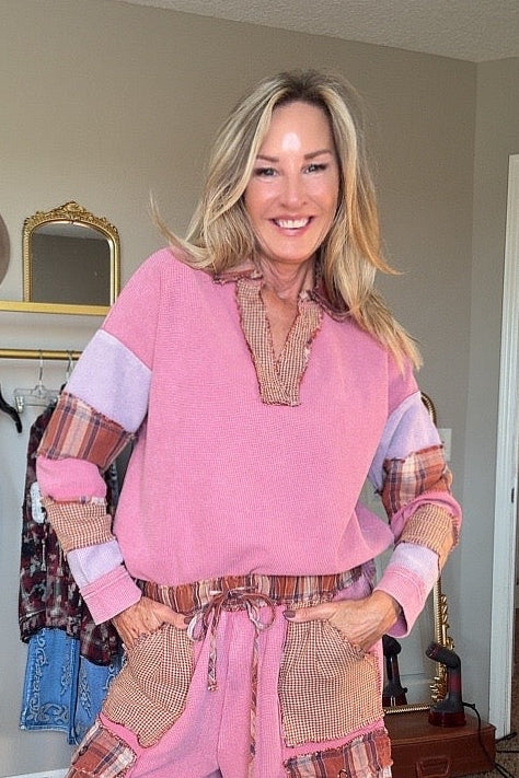 Berry Patchwork Waffle Top