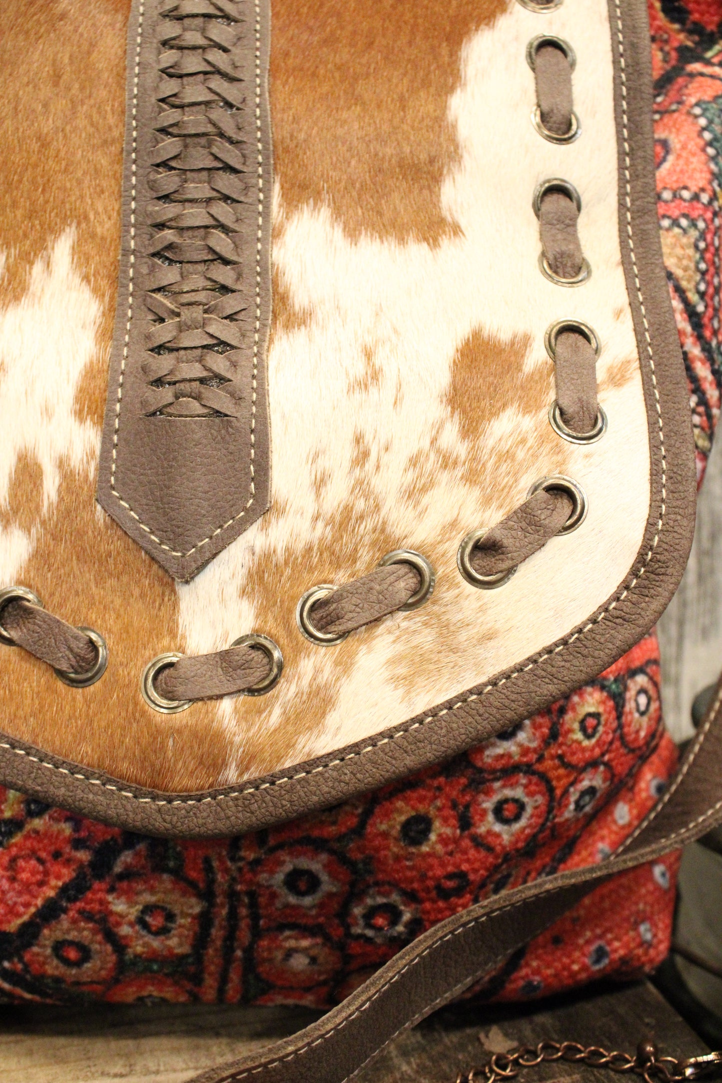 Ready For Fun Canvas and Cowhide Messenger Bag