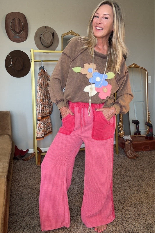 Bubblegum Bliss Waffle Knit Pants