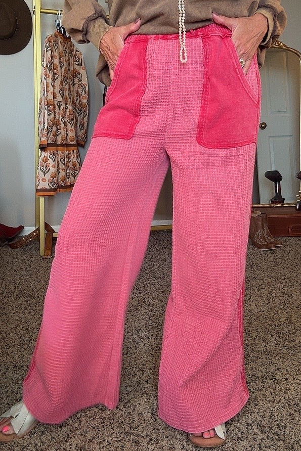 Bubblegum Bliss Waffle Knit Pants