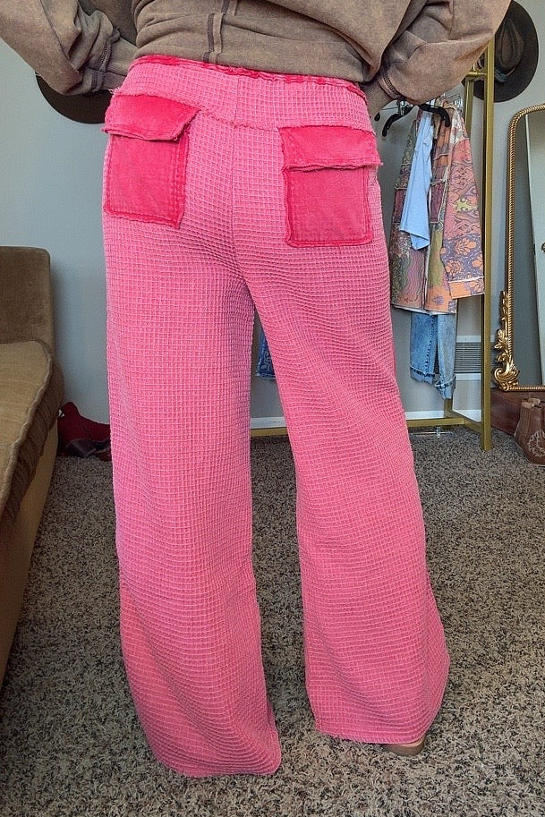 Bubblegum Bliss Waffle Knit Pants