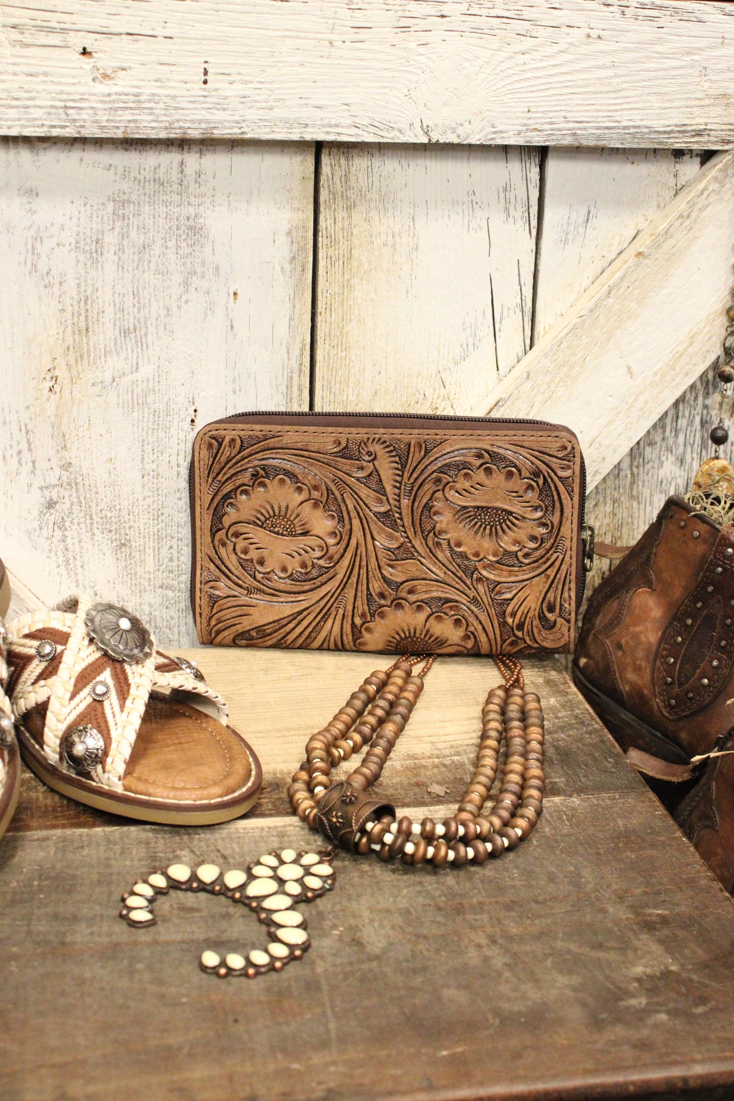 Swirls and Flowers Leather Wallet