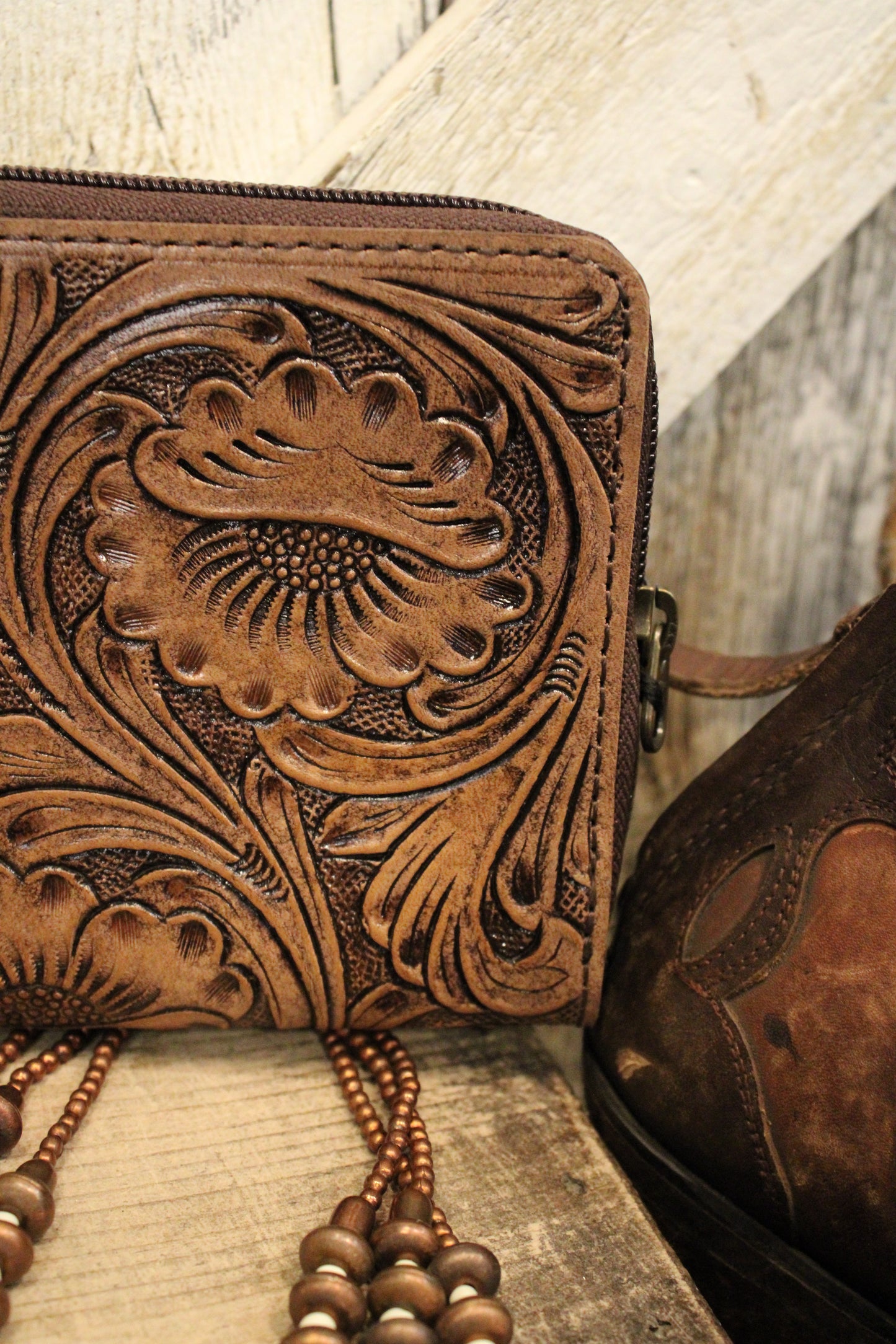 Swirls and Flowers Leather Wallet