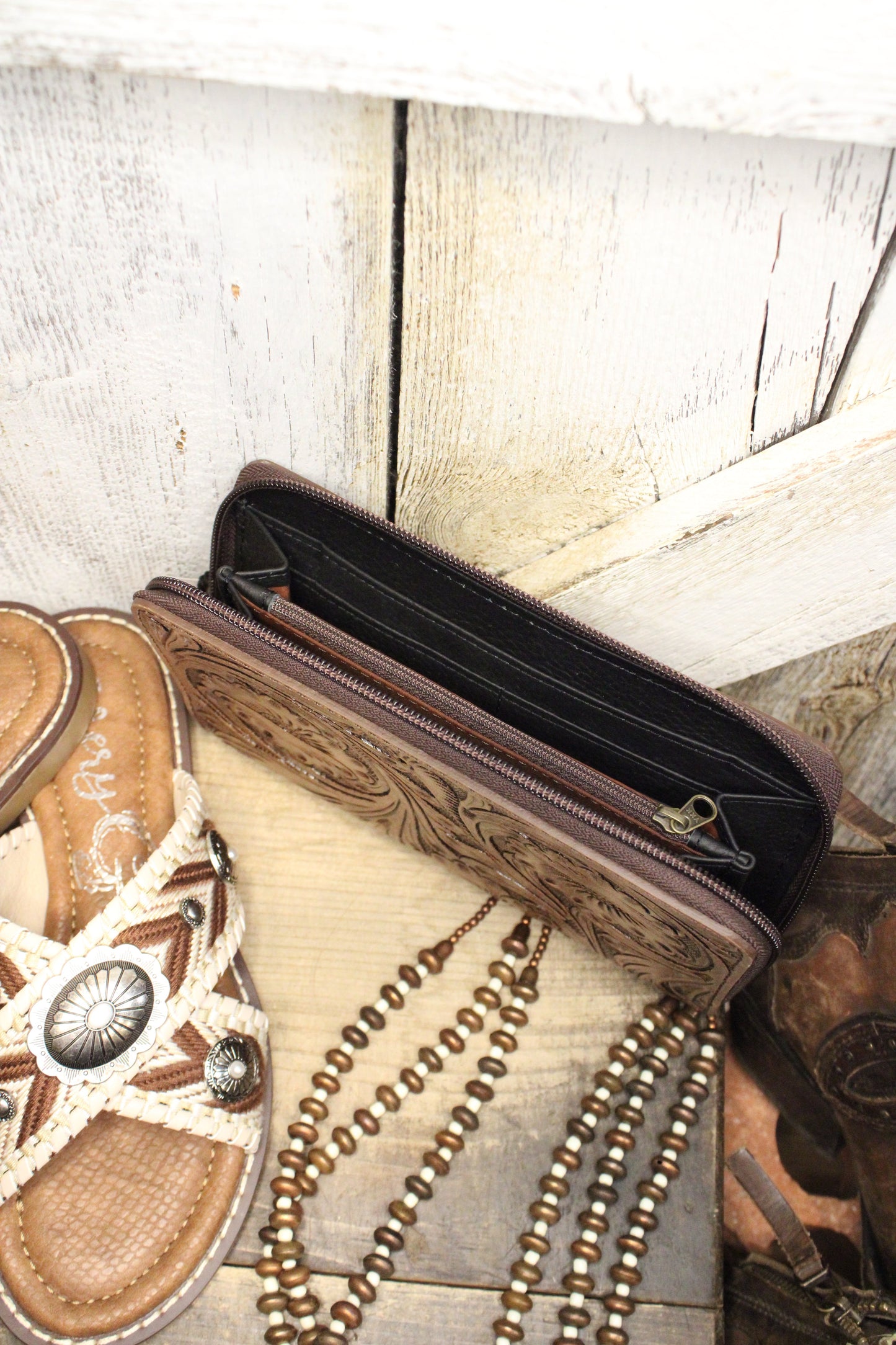 Swirls and Flowers Leather Wallet