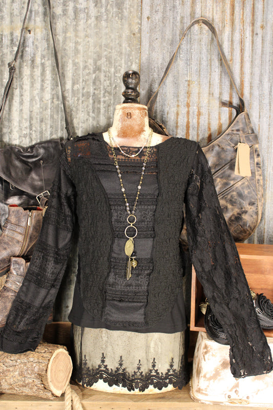 Now You See Me Black Mesh Top