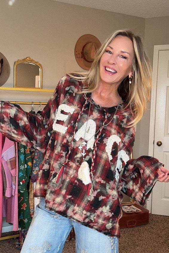 Peace &amp; Plaid Casual Top