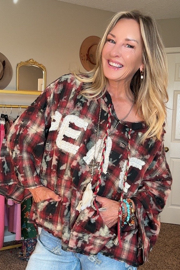 Peace &amp; Plaid Casual Top