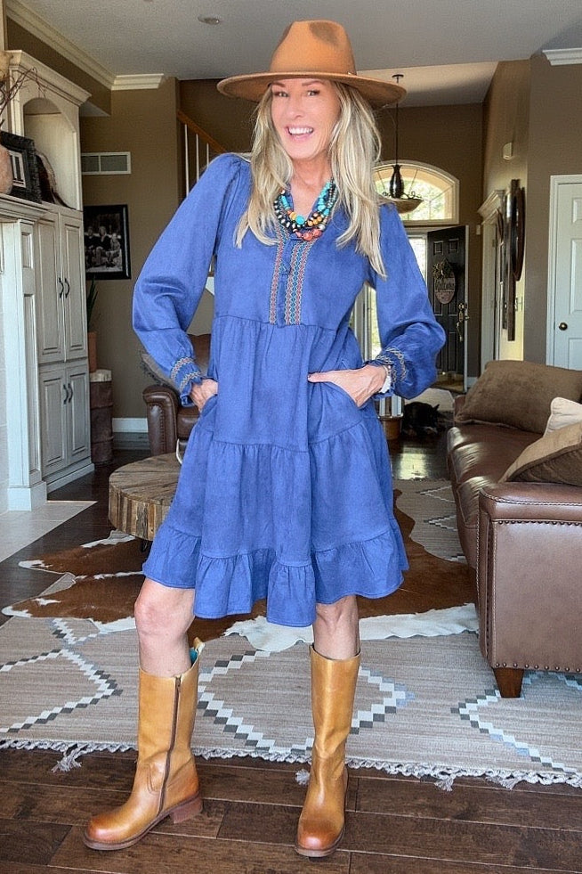 Folk Song Suede Dress