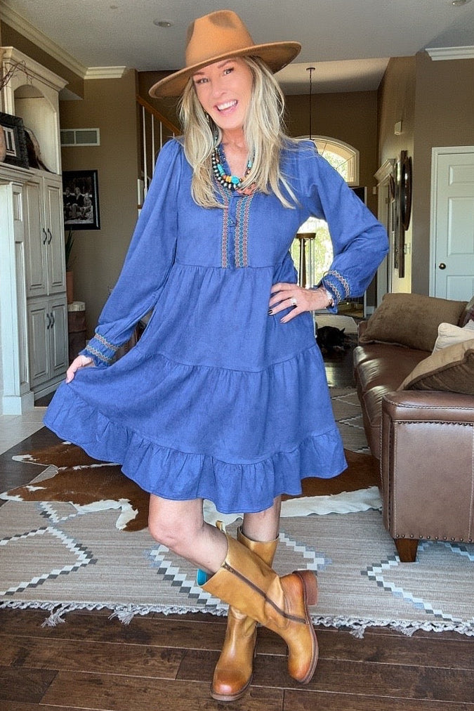 Folk Song Suede Dress