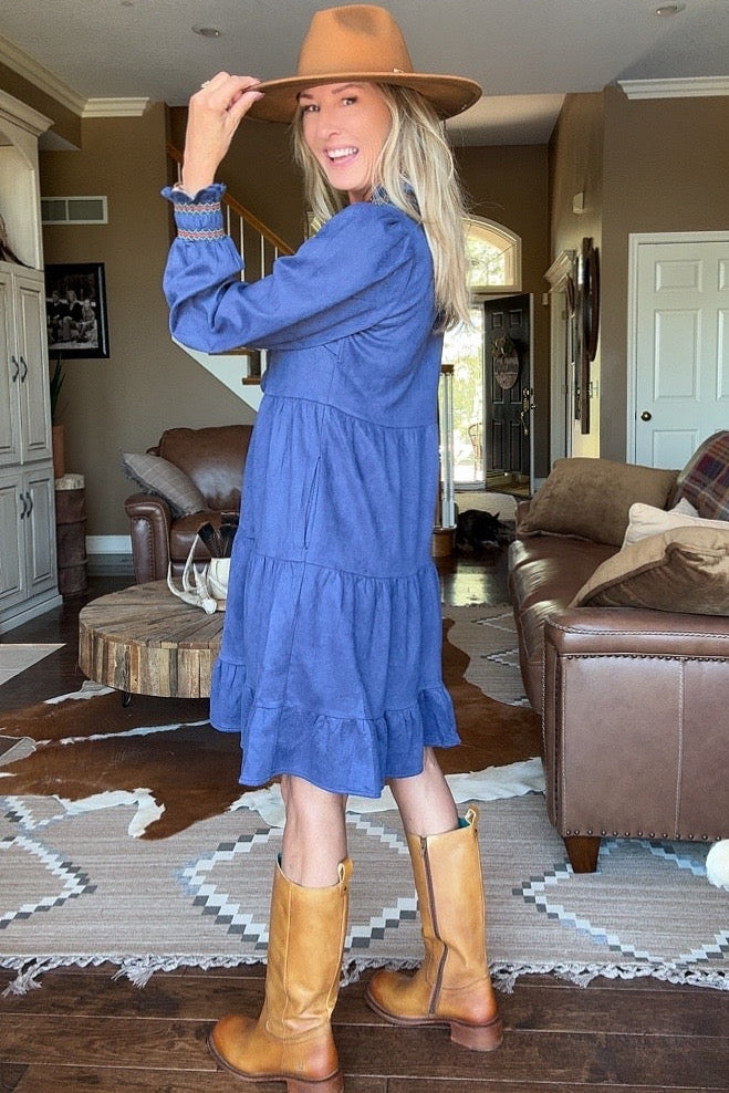 Folk Song Suede Dress