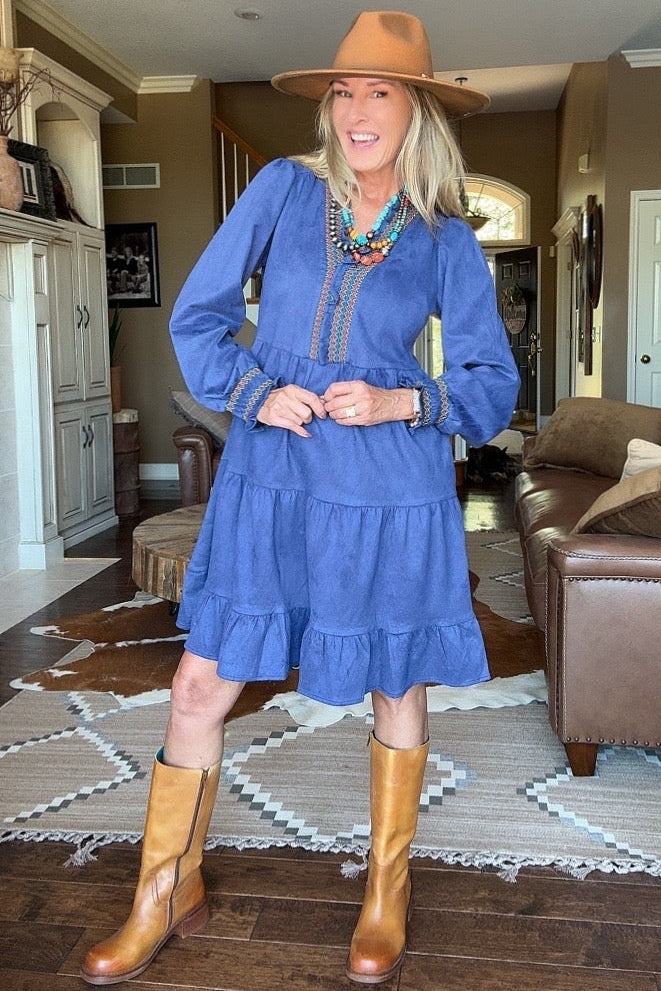 Folk Song Suede Dress