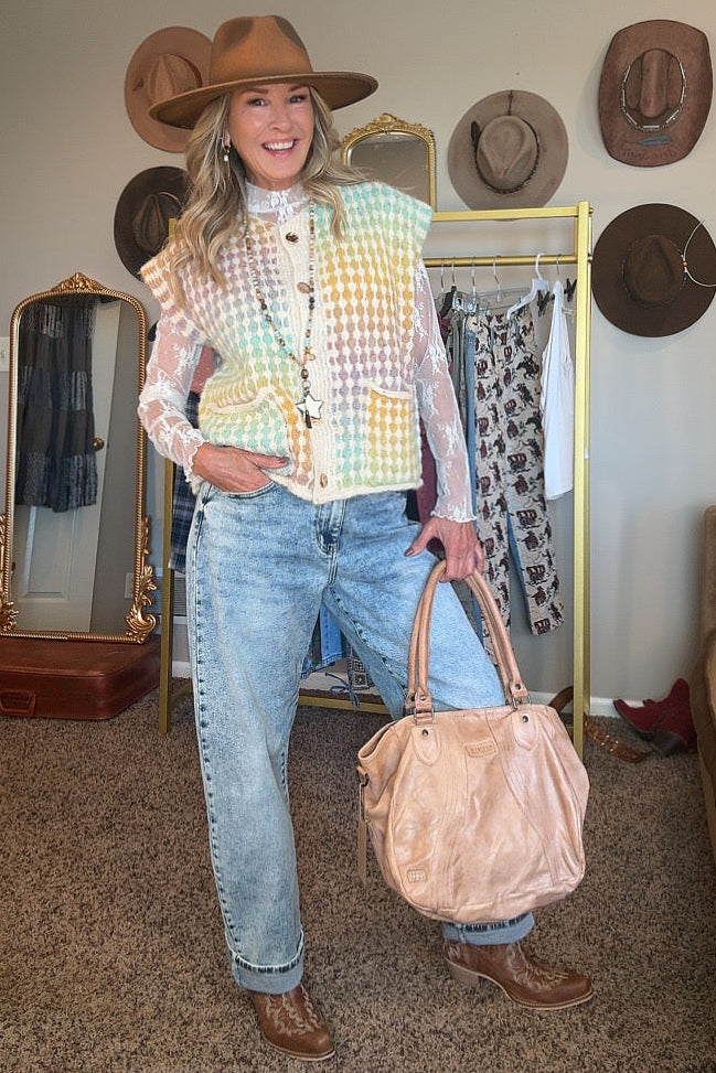 Pastel Mosaic Sweater Vest