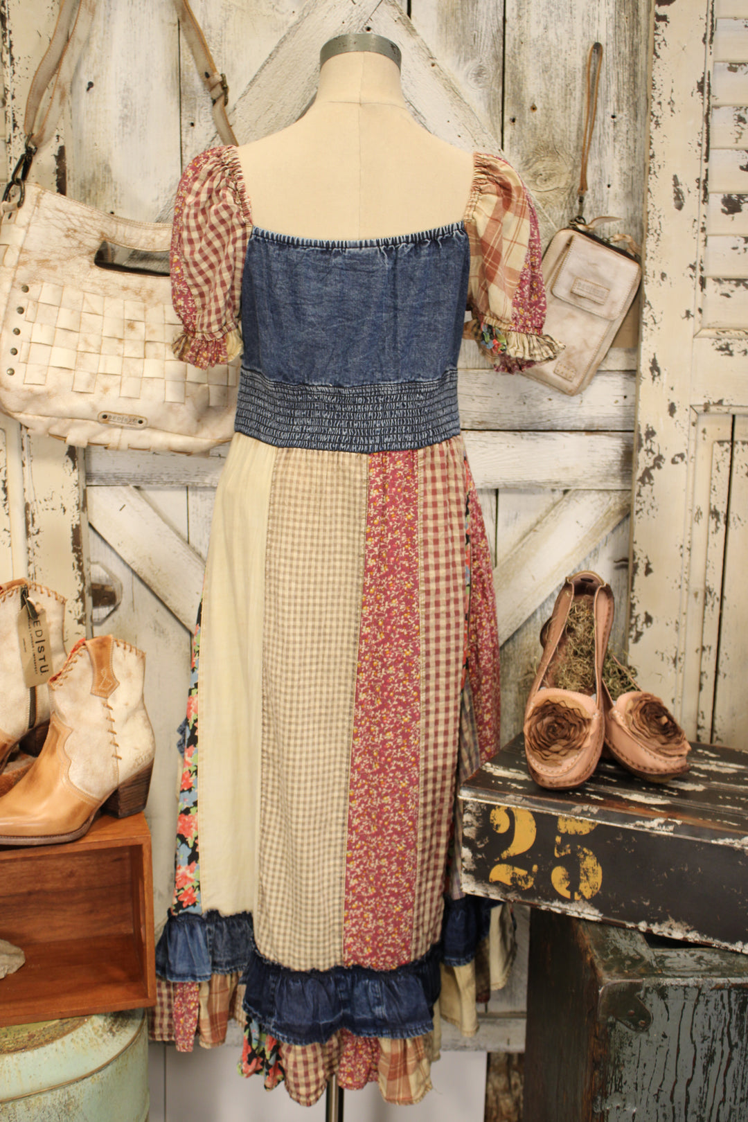 Dungaree Denim Patchwork Dress