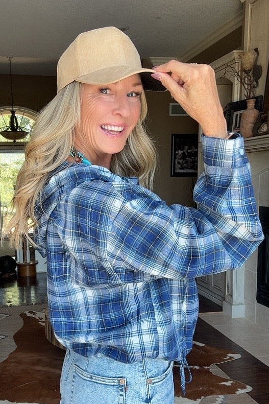Rustic Ridge Hooded Crop Shacket