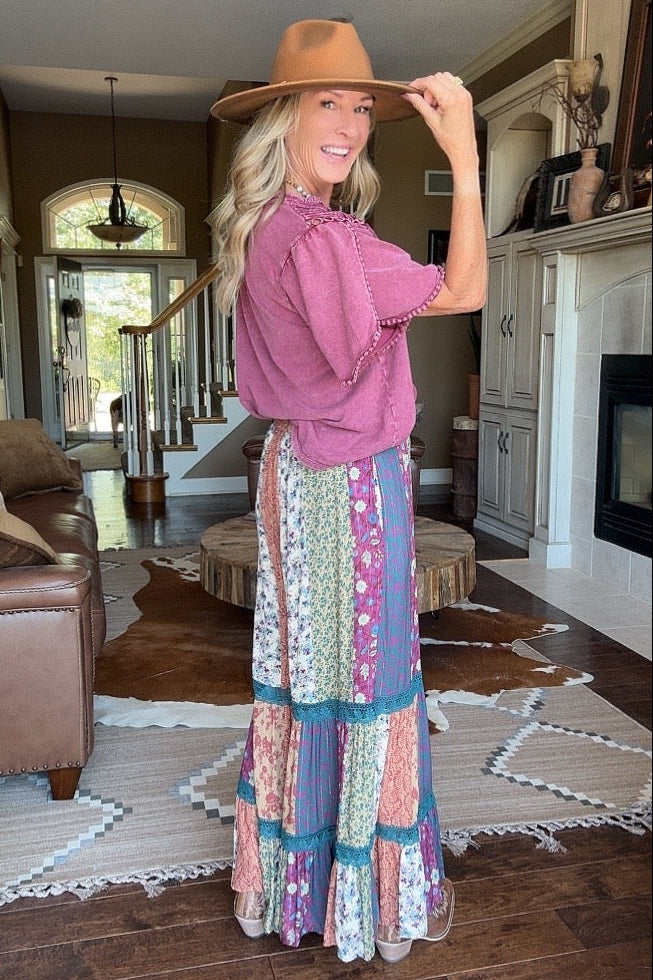 Magenta Mosaic Patchwork Pants