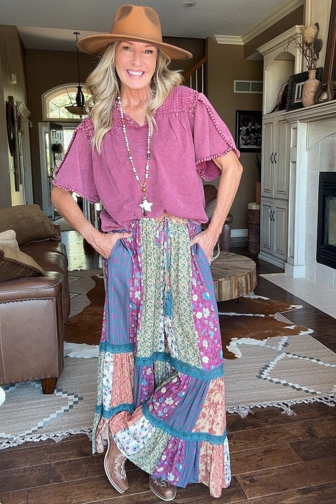 Magenta Mosaic Patchwork Pants