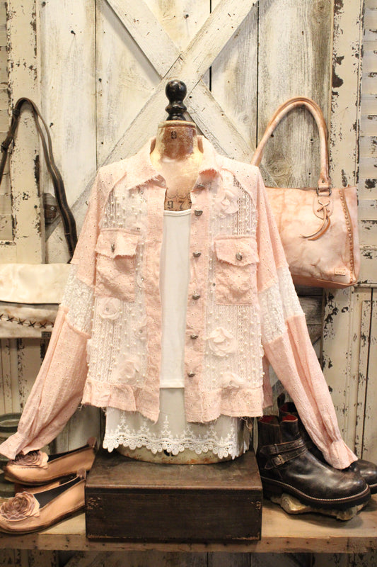 Diamonds and Pearls Strawberry Yogurt Eyelet Jacket