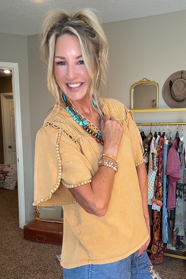 Camel Cotton Casual Top