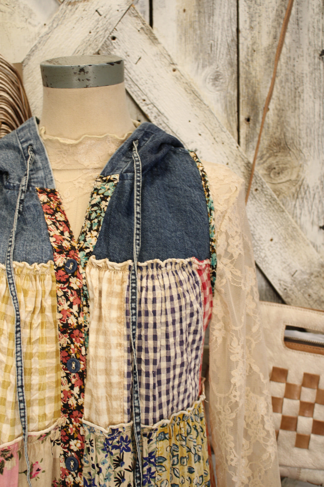 Meadow Bloom Sleeveless Hooded Latte Jacket