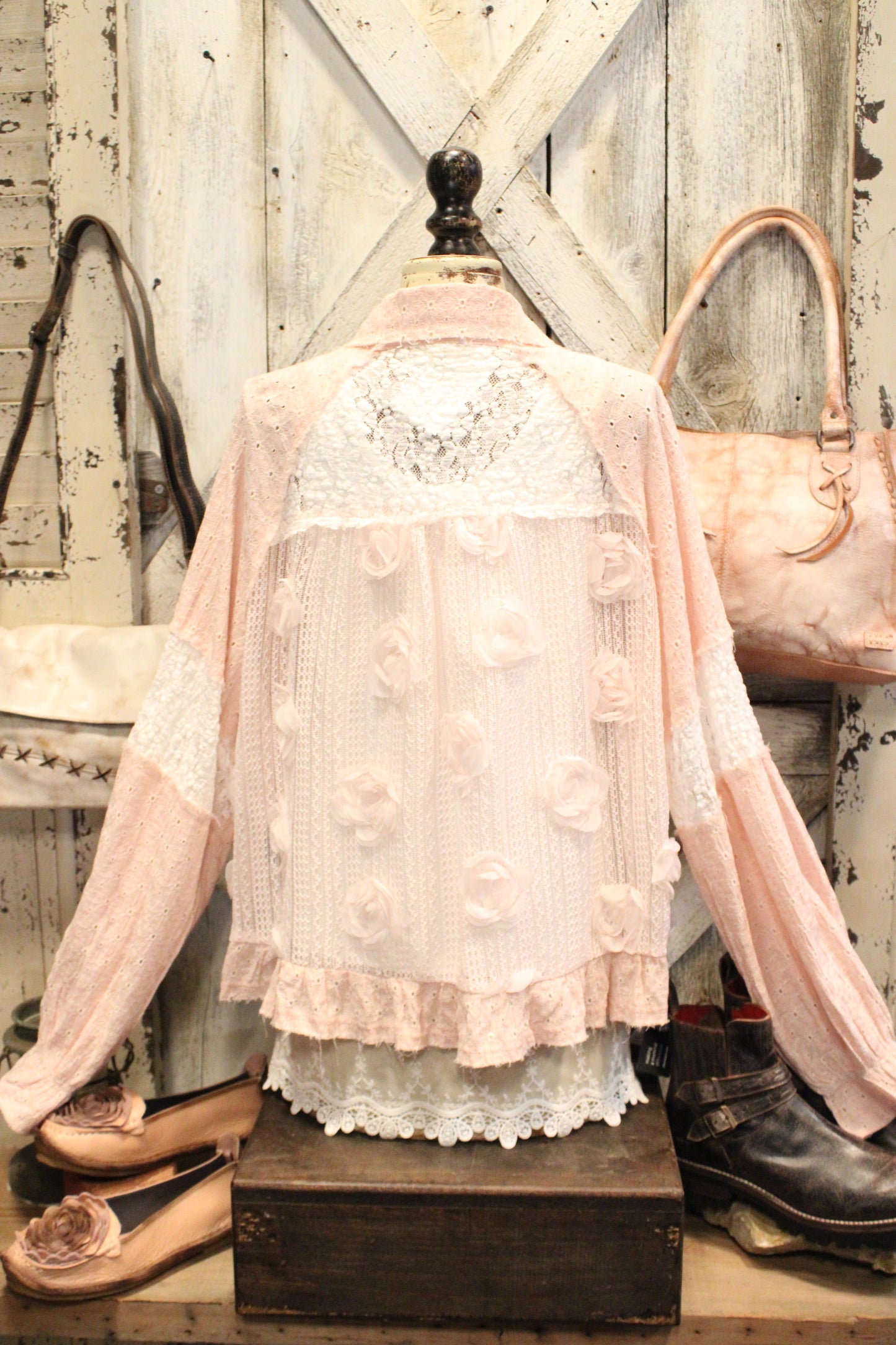 Diamonds and Pearls Strawberry Yogurt Eyelet Jacket