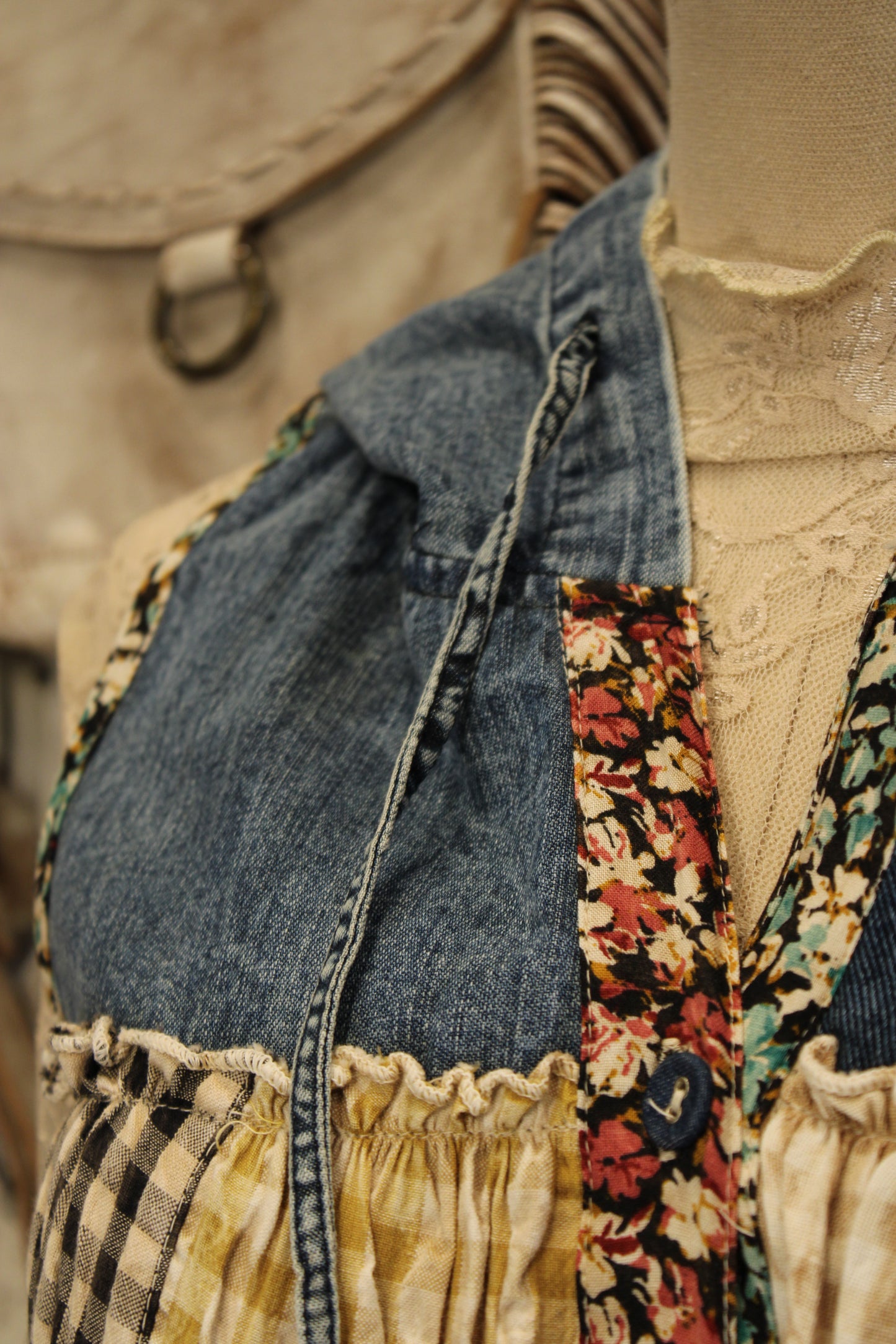 Meadow Bloom Sleeveless Hooded Latte Jacket