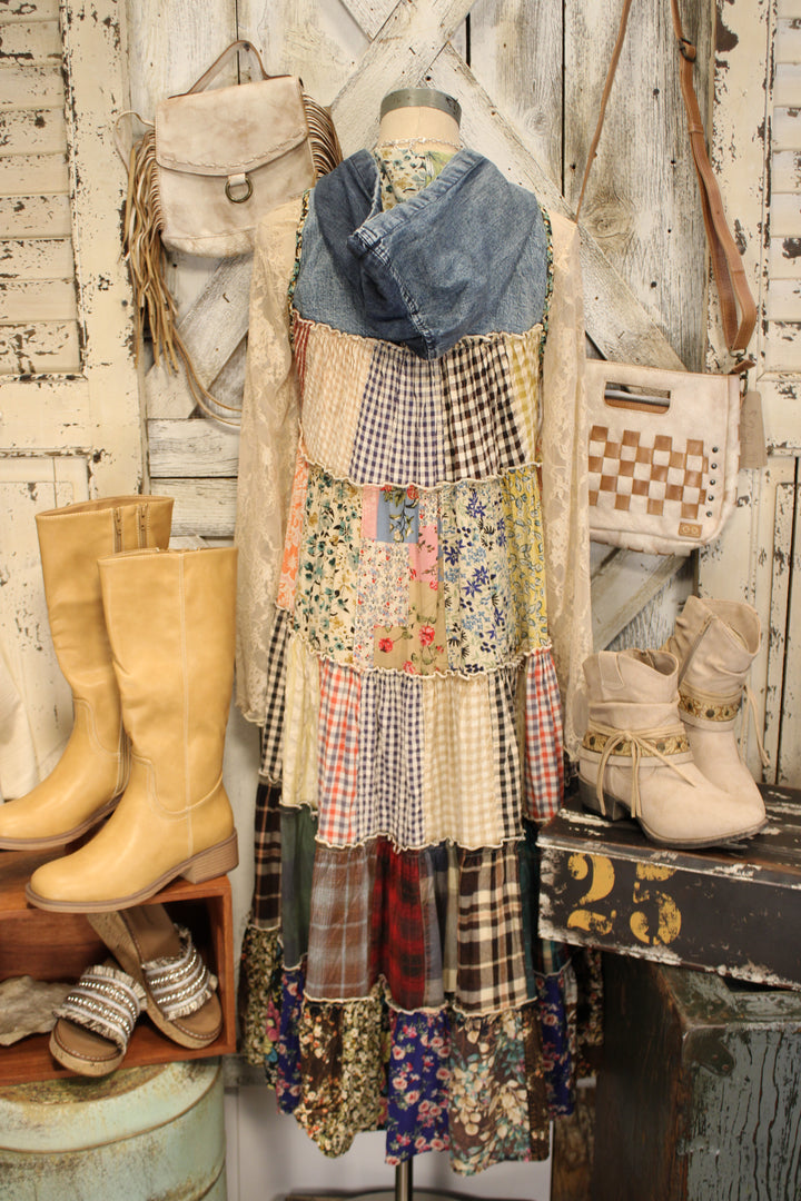 Meadow Bloom Sleeveless Hooded Latte Jacket