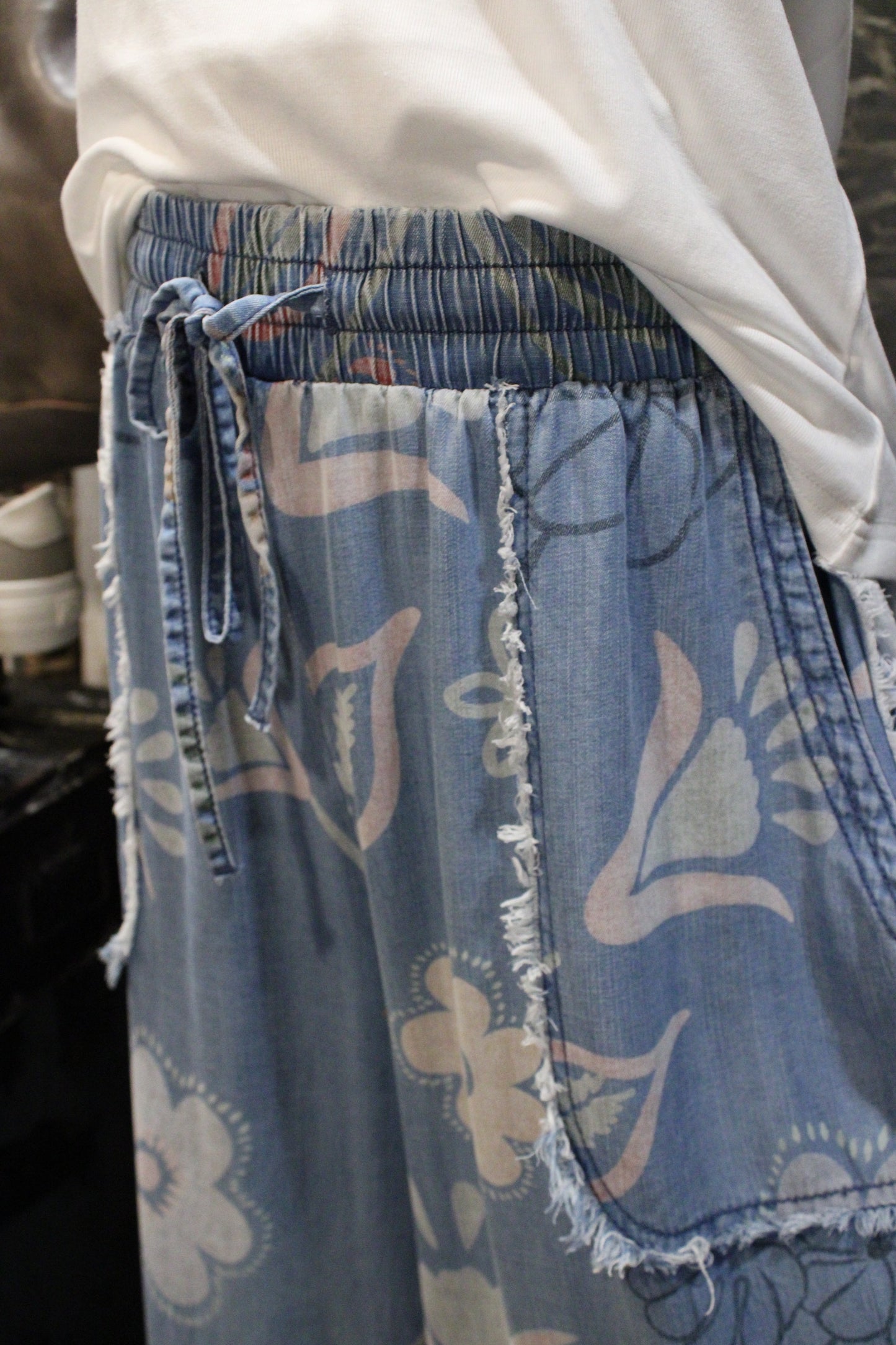 Floral Faded Chambray Pants