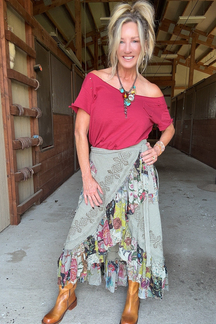 Gypsy Garden Cotton Wrap Skirt
