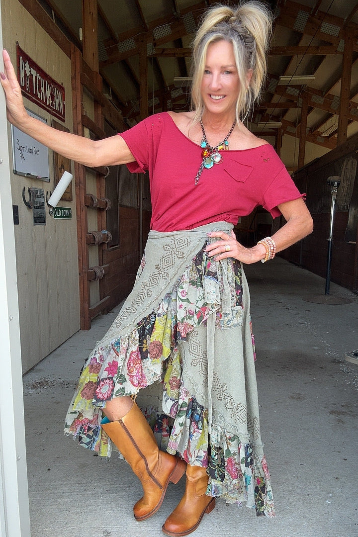 Gypsy Garden Cotton Wrap Skirt