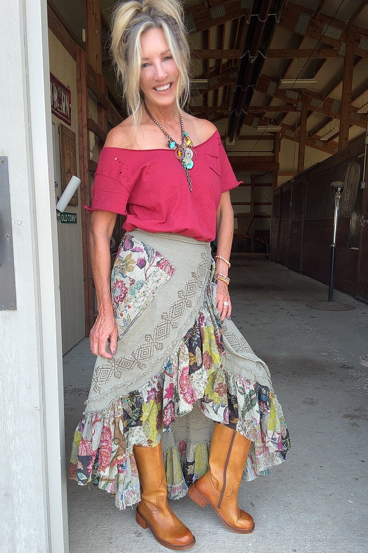 Gypsy Garden Cotton Wrap Skirt