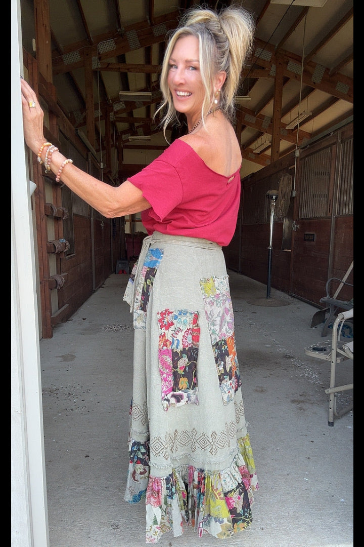 Gypsy Garden Cotton Wrap Skirt