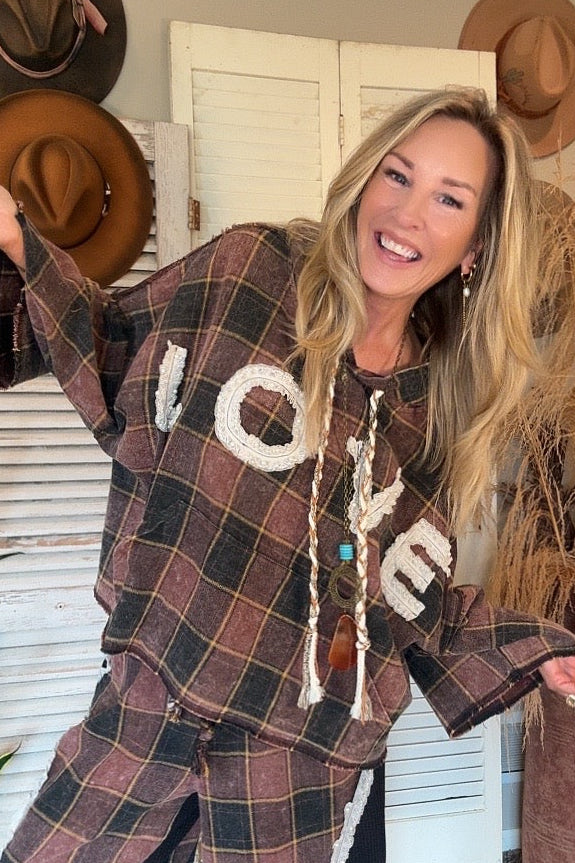 Peyton Plaid Love Top