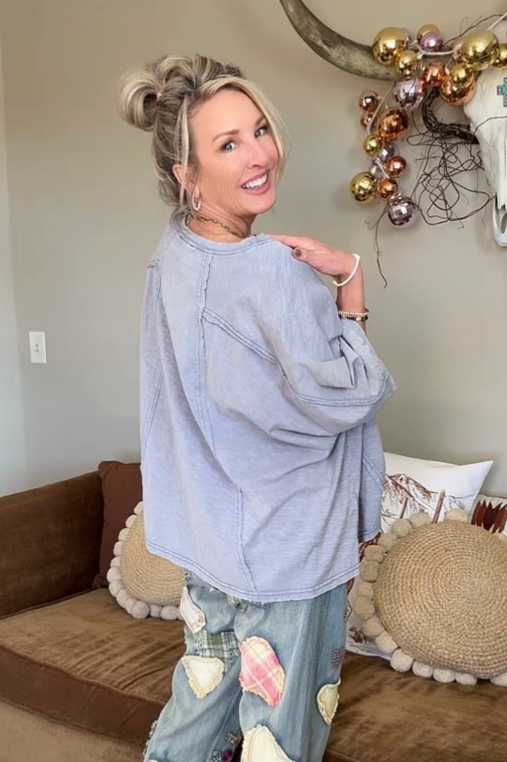 Faded Denim Love Top