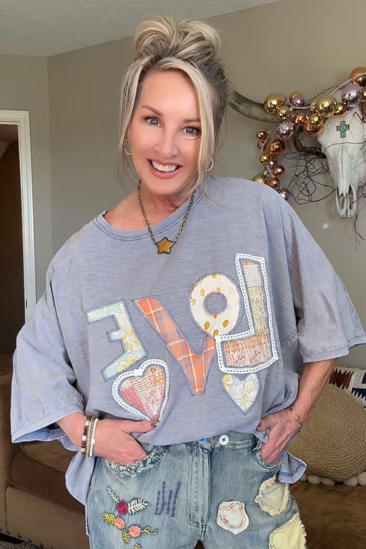 Faded Denim Love Top