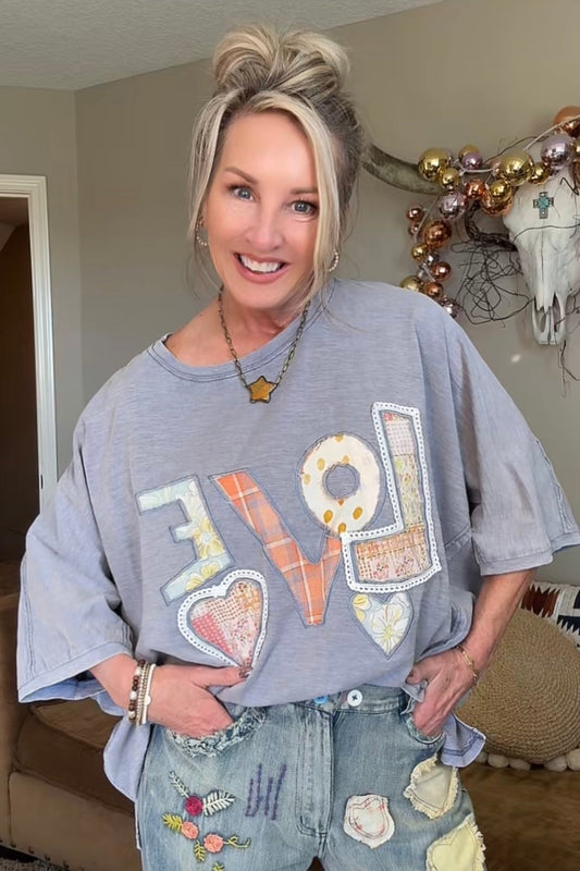 Faded Denim Love Top